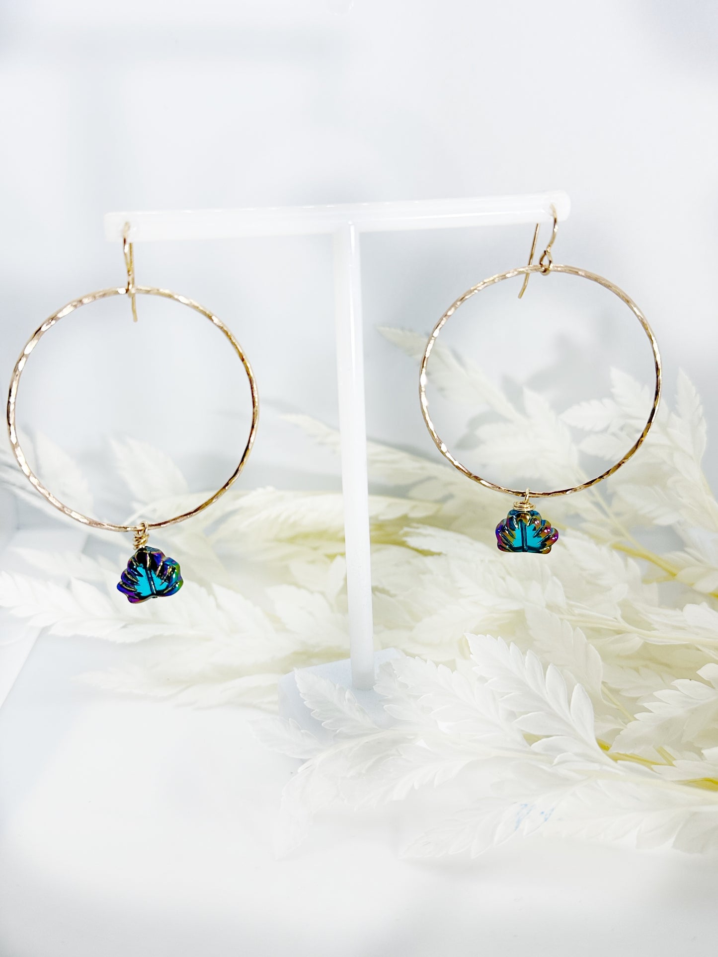 14k gold filled monstera colorful hoops