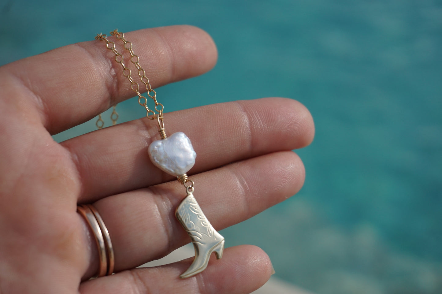 14k Cowboy Freshwater pearl Necklace