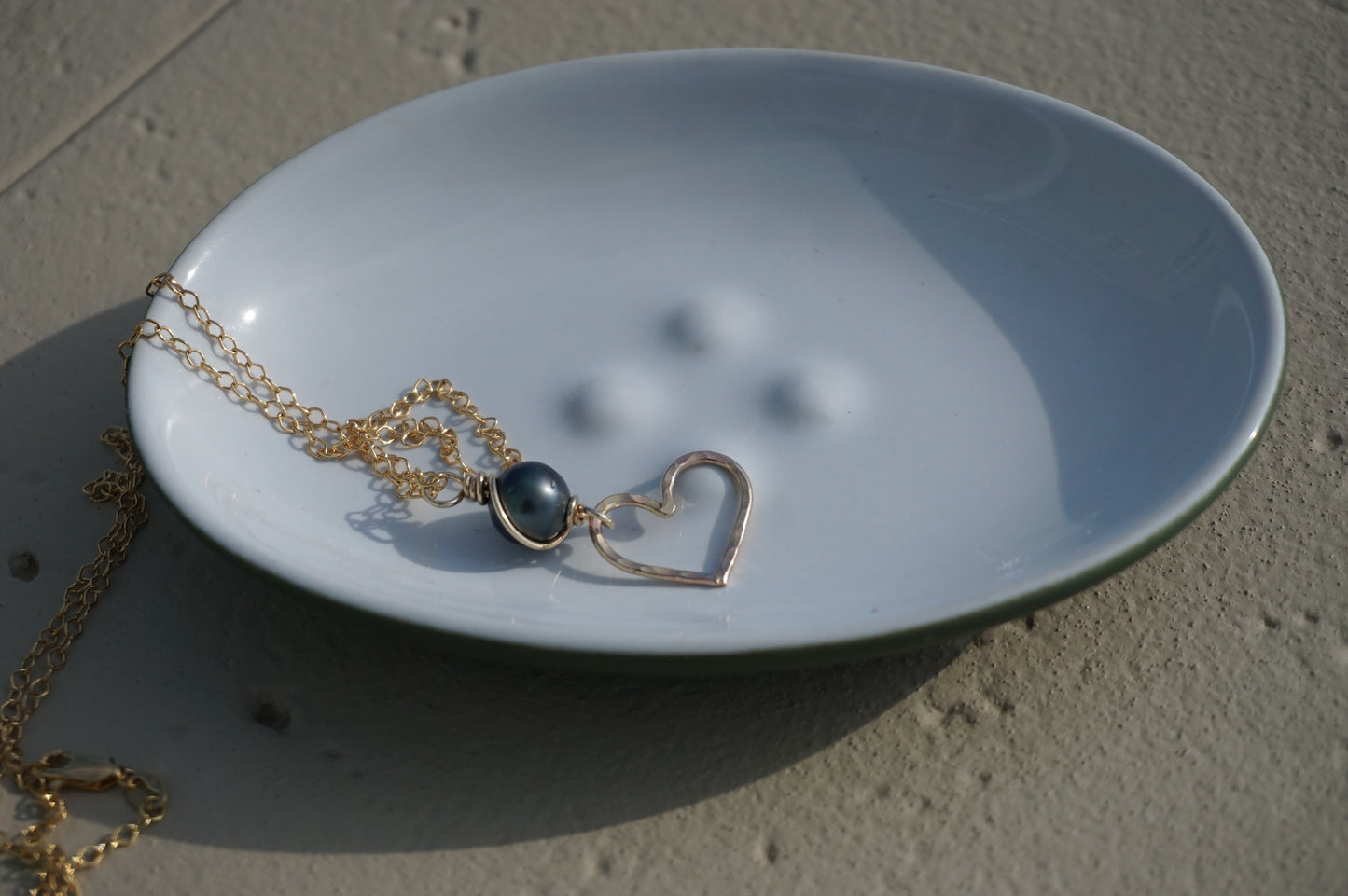 Black Tahitian Pearl Heart Necklace