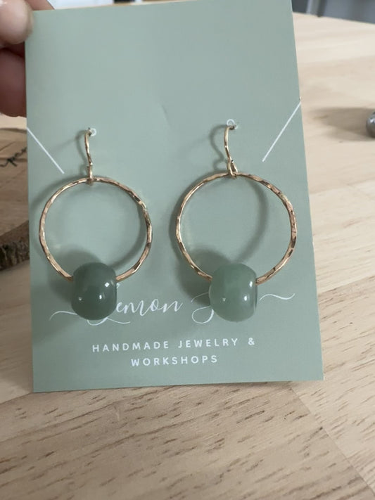 Jade earrings 14k gold