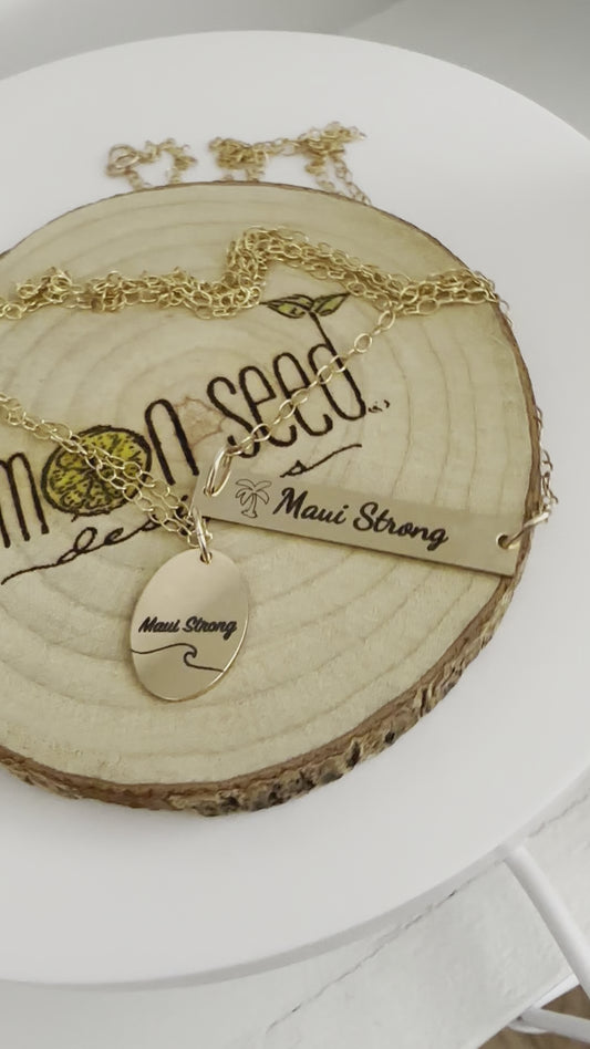 Hawaiian rectangular necklace customize Maui strong add name to back